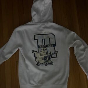 True Religion White Hoodie with Graphic Print